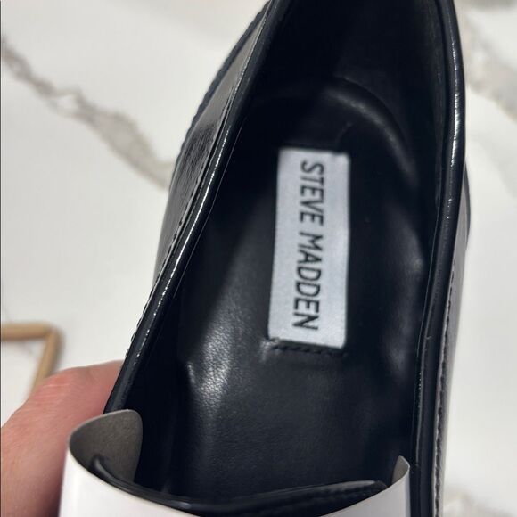 Steve Madden | Women’s Munday Black Patent Platform Loafer Pumps Block Heels 9.5 - Picture 9 of 9